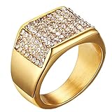 Mens Wedding Bands Vintage 316L Stainless Steel Gold Engagement Rings High Polished Finish Comfort Fit Size 7