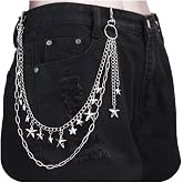 QWALIT Y2K Star Pants Chain for Men Jean Chains for Women Pocket Chain for Pants Biker Hip Punk Chains Y2K Jewelry for Women Accessory Silver Trendy Fashion for Music Festival Concert Cosplay