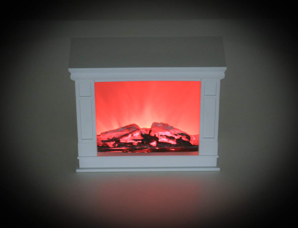 Deko Kamin mit flackernder Flamme 20,5 cm 6 Std.-Timer