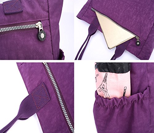 Nylon Water Resistant Multi Pockets Large Lightweight Tote Bag Shoulder Bag Waterproof Handbags (BlackRhomb HB) - Thumbnail 5