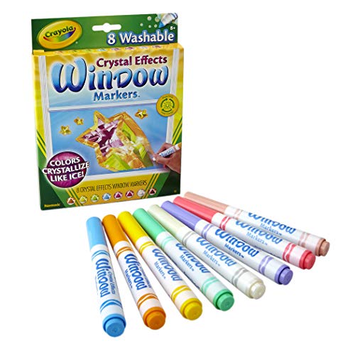 Crayola 8 Washable Glass Markers, Crystal Effects, Car Window Markers