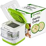 YARMOSHI Garlic Press Mincer - Garlic Slicer And Dicer with storage container and built-In cleaning tool. Premium quality, durable & sturdy construction with stainless steel blades.