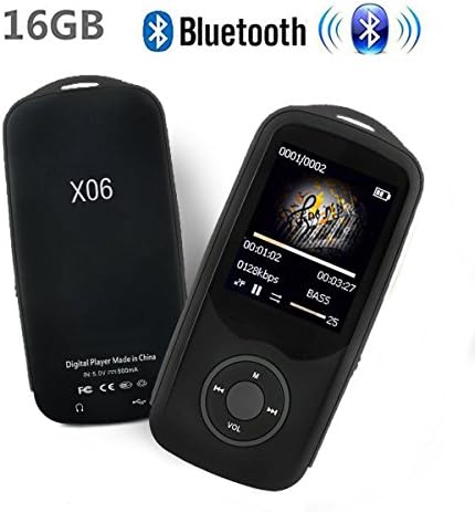 DeeFec MP3 Player 16GB Bluetooth 4.0 (Expandable up to 64GB) 50 Hours Playback Lossless Sound Music Player with FM Radio and Voice Recorder, Headphones Included (Black)