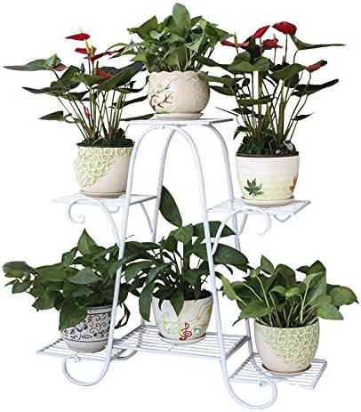 ZPMZ- Wrought Iron Flower Shelf six-Layer 73cm Floor Balcony Pot Rack Shelf Floor Living Room Indoor Flowerpot Rack Simple Hanging Orchid Stand Plants Display Rack (Color : White)
