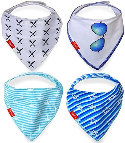 Baby Bandana Bibs for Boys and Girls By Arden Baby โ Set of 4 โ Soft & Very Absorbent โ Ideal for Drooling & Teething Babies โ Perfect Baby Shower Gift