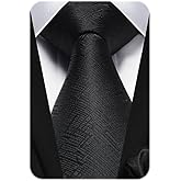 HISDERN Ties for Men Solid Houndstooth Neckties Handkerchief Formal Business Tie & Pocket Square Set Wedding Party