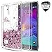 LeYi for Galaxy Note 4 Phone Case with Tempered Glass Screen Protector [2 Pack] for Girls Women,Shiny Glitter Moving Quicksand Liquid Clear TPU Protective Cover Case for Galaxy Note 4 Rose Gold