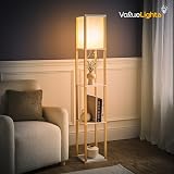 MiniSun Oak Wooden Floor Lamp with Shelves, In-Line Switch view 6