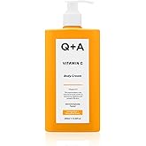 Q+A Vitamin C Body Cream (250ml), Hydrating and Brightening Body Moisturizer for Dry Skin with Shea Butter and Ginger Root Extract, Evens Skin Tone and Boosts Radiance, Natural Skincare
