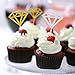 Aneco 60 Pack Glitter Diamond Cakes Toppers Cupcake Toppers Decor for Bridal Shower Decoration, Silver and Golden