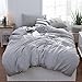 LIFETOWN 100% Jersey Knit Cotton Duvet Cover Set T-Shirt Feel Bedding Set Ultra Soft Wrinkle-Free (Grey, King)