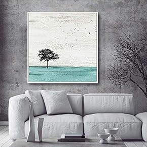 Framed Canvas Home Artwork Decoration A Lonely Tree Canvas Wall Art for Living Room, Bedroom - 16x16 inches