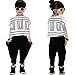 Girls' Summer Fashion Clothing Set Short-Sleeve Top and Black Pants, Multicolored, 6-7 Years/Tag 130