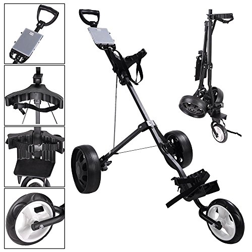 AW Foldable 3-Wheel Push Pull Golf Cart Trolley 6
