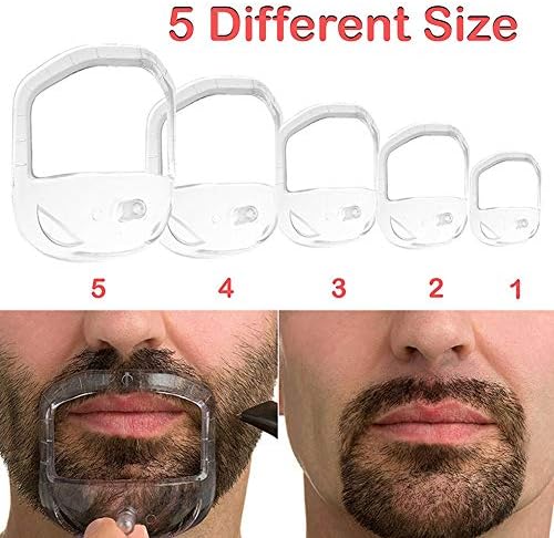ShiningLove Men 5 Sizes Beard Shaping Tools, Beard Care & Grooming Kit Beard Goatee Shaping Template Tool with Storage Bag