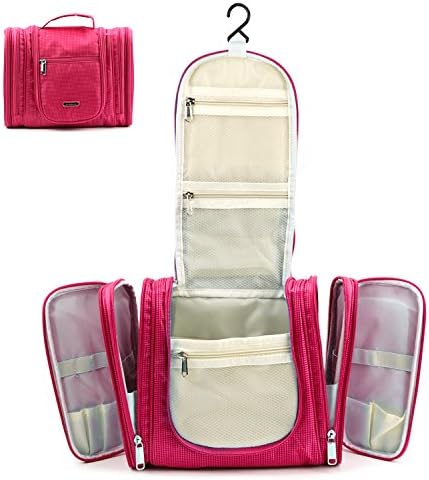 IOKHEIRA Travel Folding Make up Toiletry Bags Hanging Storage Bags Waterproof Personal Organizer Bags for Men &amp; Women (8L, Lattice-Rose-2)