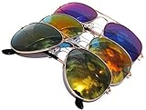 Classic Aviator Full Mirror Lens Sunglasses Metal Frame Gold Color