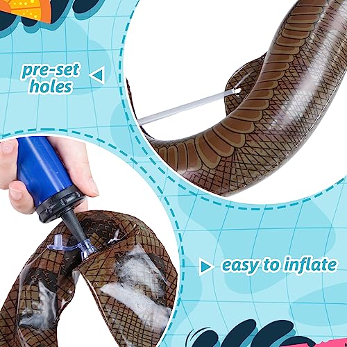 Shindel 6PCS Inflatable Snakes, Large Fake Snakes Blow Up Snake Pool Floats 39 Inch Snakes for Garden Pool Halloween Decoration Prank Toys