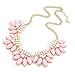 LETSP Luxury Crystal Rhinestone Flower Bib Chunky Statement Necklace Jewelry (Pink)