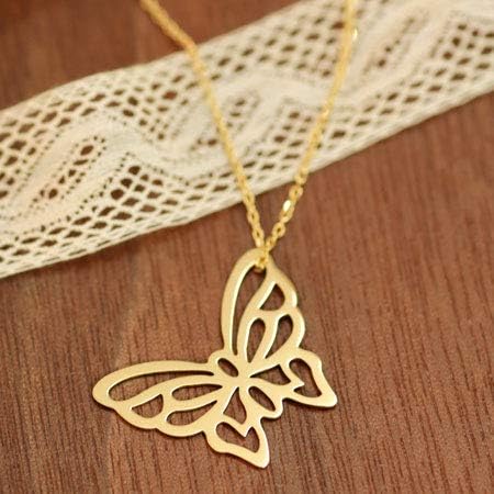 Sistina Jewelry システィーナ オリジナルジュエリー K10 K18 イエローゴールド レースワーク バタフライセミロングネックレス 新作 大人気