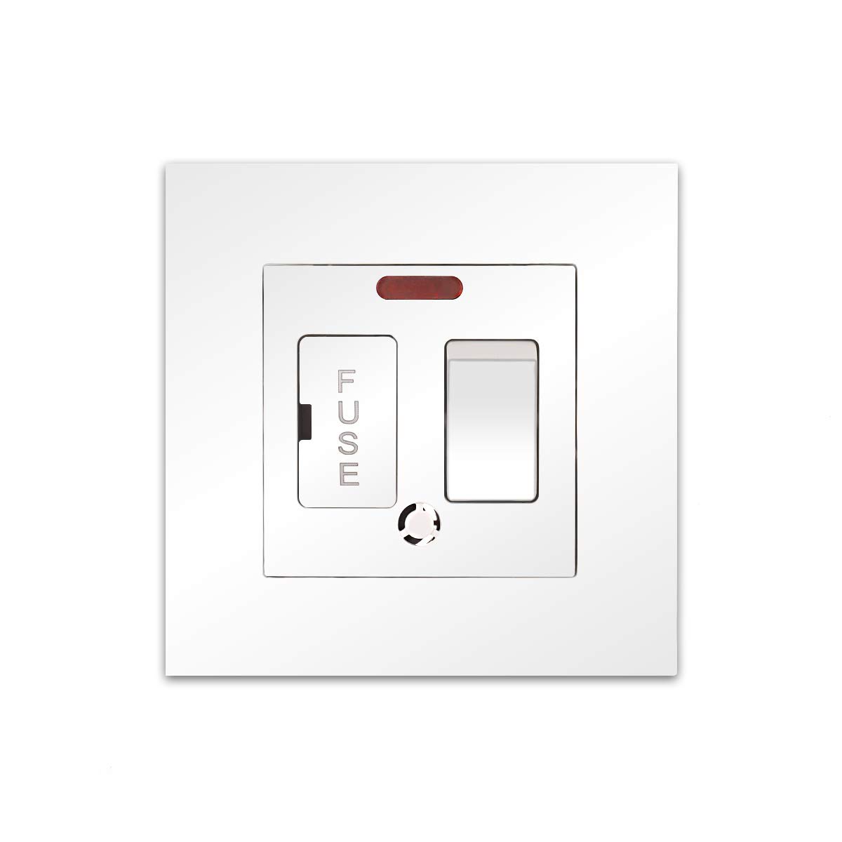 CNBINGO Switched Fused Connection Unit with Red Power Indicator, Rocker Spur Switch with Ceramic Tube Cartridge Fuse (BS1362, 6.3x25 mm), White Screwless PC Wall Plate