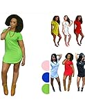 OVERMAL Womens Summer Side Slit Casual Cotton Beach Mini T Shirt Dresses