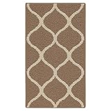 Maples Rugs Kitchen Rug - Rebecca 1'8 x 2'10 Non Skid Small Accent Throw Rugs [Made in USA] for Entryway and Bedroom, Caf&eacute; Brown/White