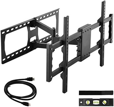 TV Wall Mount Bracket Full Motion Single Articulating Arm for most 32-65 Inch LED, LCD, OLED, Flat Screen,Plasma TVs up to VESA 600x400mm with Tilt, Swivel Includes HDMI Cable