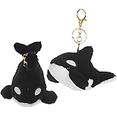 JOINPAYA 2Pcs Orca Plush Keychain: Soft Ocean Stuffed Animal Whale Charm Keyring for Backpack Phones Pendant Ornaments - Ocean Lovers Whale Key Chain Charms, 5.5 Inches