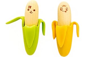 Novelty Banana Pencil Erasers 2-Pack, Cute Rubber School Supplies for Kids, Fun Learning Tools and Party Favor Gifts