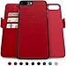 Dreem Fibonacci 2-in-1 Wallet-Case for iPhone 8-Plus & 7-Plus, Magnetic Detachable PC Slim-Case, Luxury Vegan Leather, RFID Protection, Smart 2-Way Stand, Gift-Box - Red