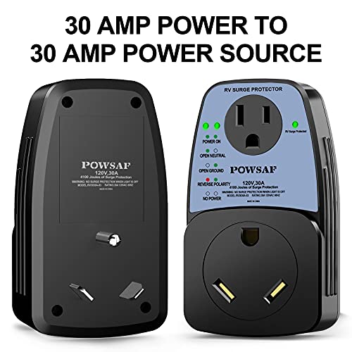 POWSAF rv Surge Protector, RV Electrical Adapter with 30 Amp Male to 30