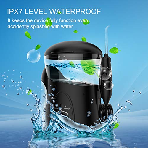 Water Flosser Teeth Cleaner, THZY 2019 Upgraded 600ML Electric Oral Irrigator Water Pick with 7 Interchangeable Nozzles For Braces, Implants, Bridges, Global Voltage Black