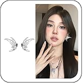 Zeshimb Boho Crystal Butterfly Stud Earrings Silver Butterfly Wings Earrings Cute Butterfly Insect Statement Earrings Vintage Fairy Wings Dangle Earrings Jewelry for Women