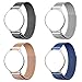 RuenTech 22mm Strap for Fossil Q Wander Replacement Bands, Metal Milanese Loop Bands for Fossil Q Wander Gen 2 Touchscreen Smartwatch (Rose Gold)