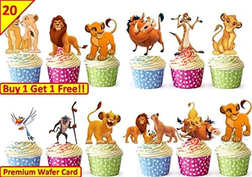 40 The Lion King Edible Cup Cake Toppers Wafer Fairy Kids Birthday Party Stand UP
