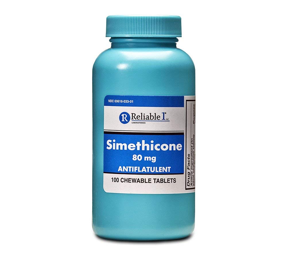 Reliable 1 Simethicone 80mg Anti-Gas 100 Peppermint Tablets (2 Bottles)