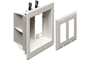 Arlington Industries TVBU505-1 Recessed TV Box Wall Plate Kit Paintable 2-Gang, White