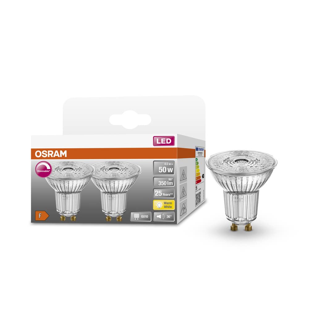 OSRAM Superstar Reflector lamp, GU10-base Clear Glass,Cold White (4000K), 230 Lumen, 35W-Replacement, dimmable, 6-Pack