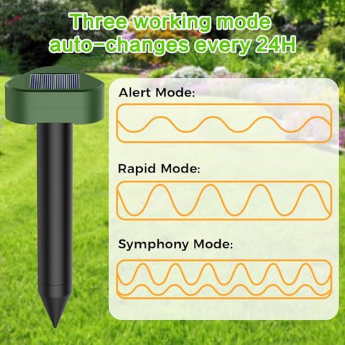 Solar Ultrasónico Ahuyentador de Topos 8 Piezas, Impermeable Repelente para Ratas Ultrasónico Solar Se Utiliza para Repeler Topos, Topillos, Serpientes y Lagartos Protege el Césped y Los Jardines