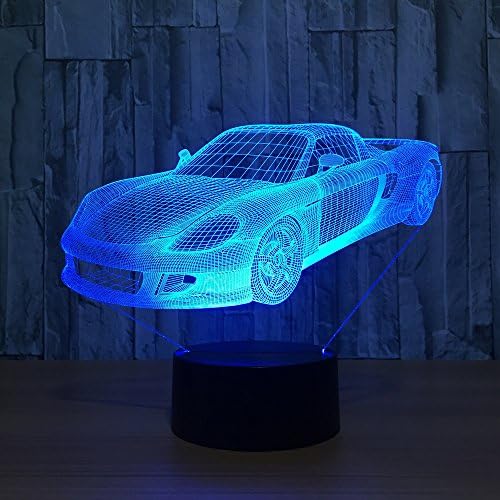 Cirkooh Sports Car Shape 3D Optical Illusion Lamp 7 Colors Change Remote Control and Touch Button LED Night Light Gifts Toys