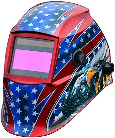 Tyno Auto-Darkening Solar Powered Welding Helmet with Adjustable Shade Range 4/9-13 with Grinding Function,2 Arc Sensor 3.62"x1.65" Viewing Area