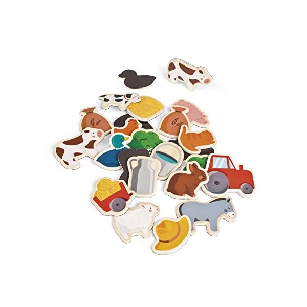 Janod - 24 Farm Magnets - Farm Animals - Wooden Toy - Magnetic Educational Game, to Handle, Experience and Have Fun… – Bild 5