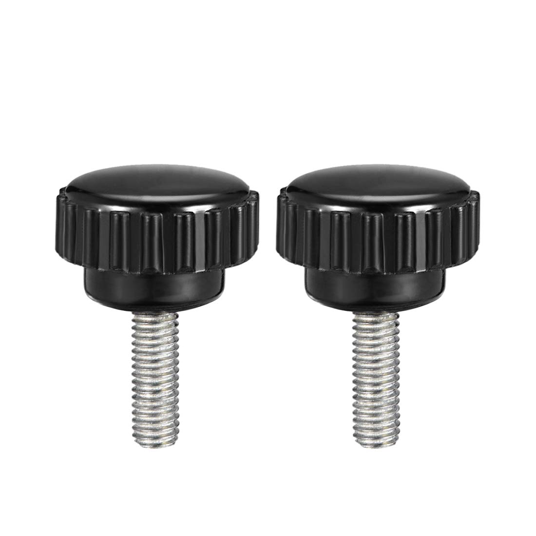 sourcing map M5 x 15mm Metric Male Thread Knurled Clamping Knobs Grip Thumb Screw on Type Hand Clamping Handle Bolt with Plastic Knobs Black 2 Pcs