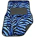 OxGord 4 Piece Zebra Print Carpet-Floor-Mats Set for Car - Rubber-Lined All-Weather Heavy-Duty Protection for All Vehicles, Blue/Black