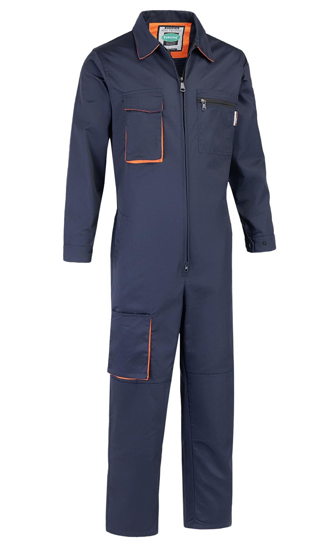 Yukirtiq Men's Work Wear Boilersuit Coverall with Multi Pockets Heavy Duty Polycotton Overall Trousers Mechanics Boiler Suit, Navy Blue, XL