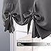 NICETOWN Blackout Roman Shades Curtains - Grey Bathroom Window Treatments Tie Up Curtain Valance for Small Window (Grommet Top Panel, 46 inches W x 63 inches L, Gray)