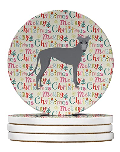 Caroline's Treasures Greyhound Merry Christmas Large Sandstone Coasters Pack of…