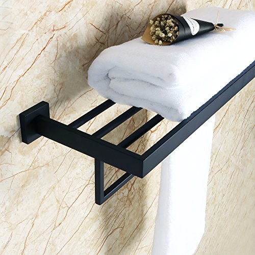 Alise GA7215B Bathroom Towel Rack/Rail Holder Towel Shelf Hanger Wall Mount,SUS 304 Stainless Steel Matte Black - Thumbnail 3