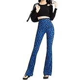 Obenie Women's Leopard Yoga Pants Cheetah Print Pants Leggings High Waisted Stretchy Bell Bottom